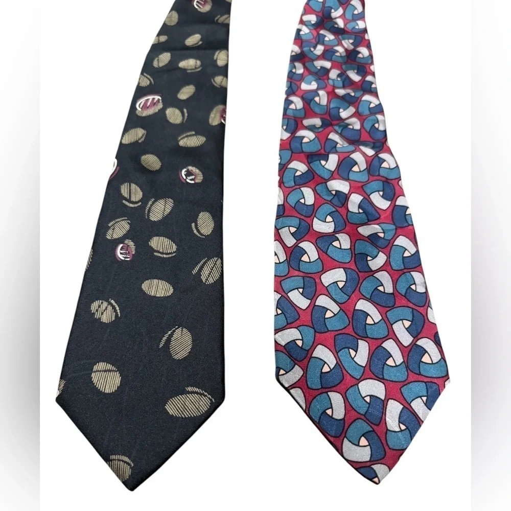 Enrico Coveri 100% Silk Dress Tie Made in Italy Bold Abstract Print Lot of 2